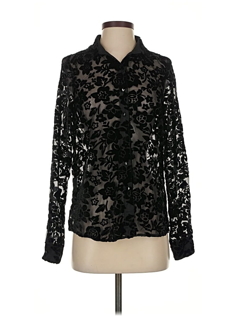Pre-owned Lulus Long Sleeve Blouse In Black
