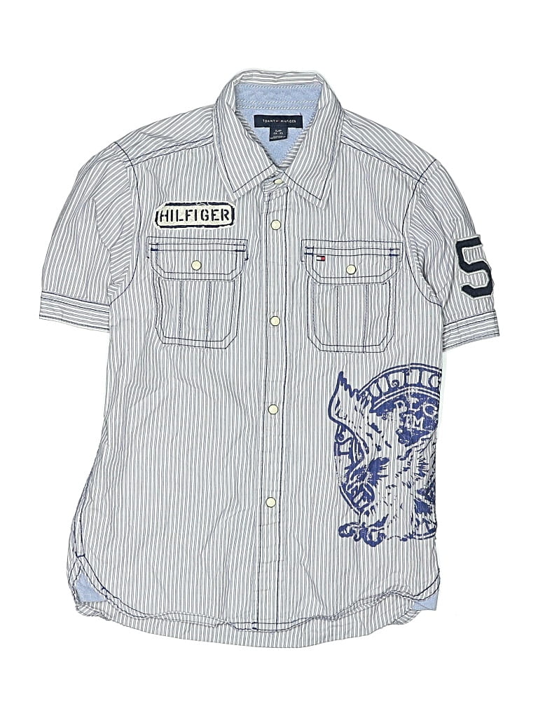 Pre-owned Tommy Hilfiger Kids' Short Sleeve Button Down Shirt In Silver