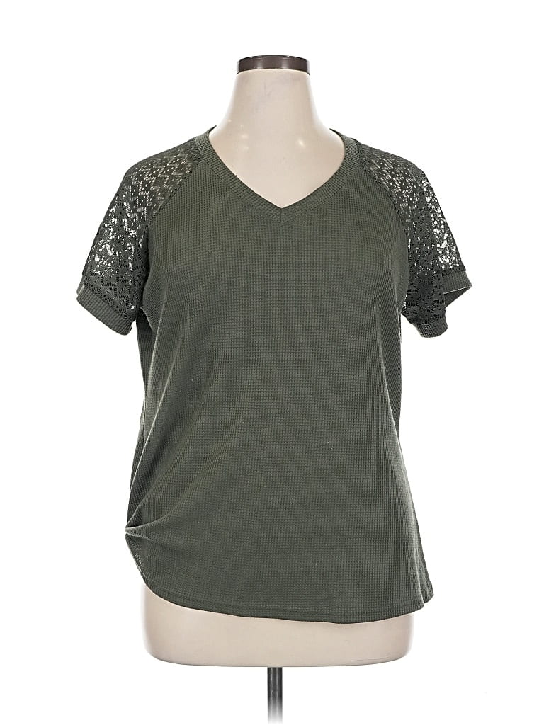 Pre-owned Fantaslook Short Sleeve Top Green V Neck Tops