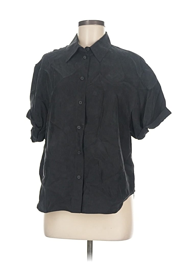 Pre-owned Mng Short Sleeve Blouse In Black