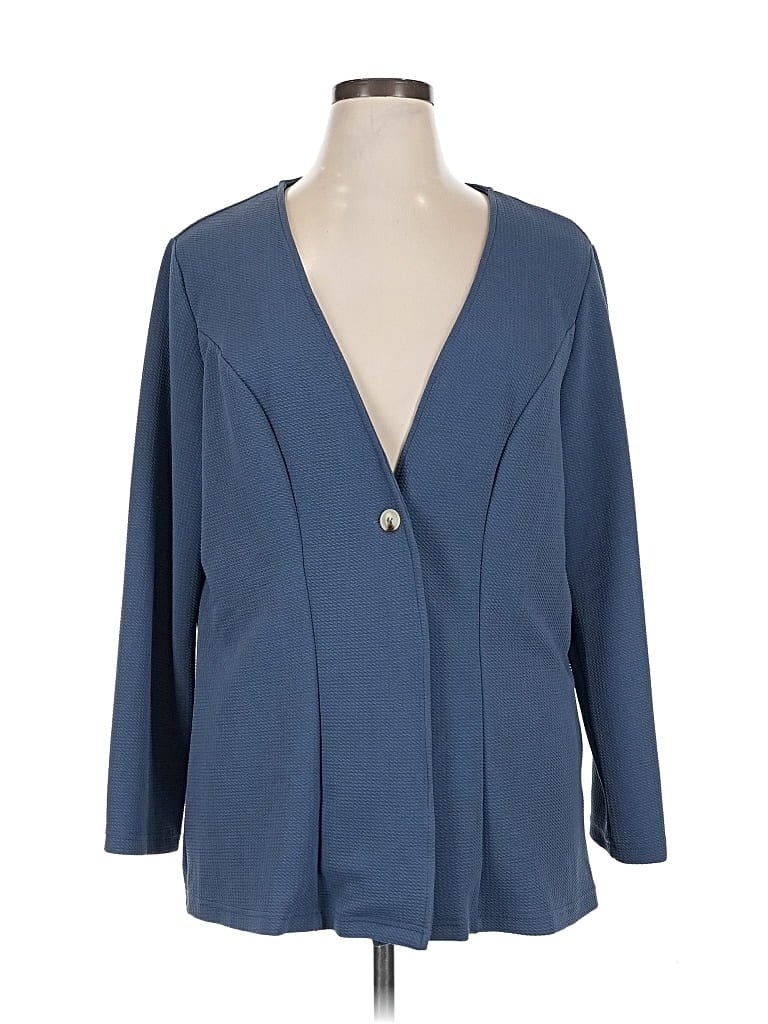 Pre-owned Shein Curve Blazer Jacket In Blue