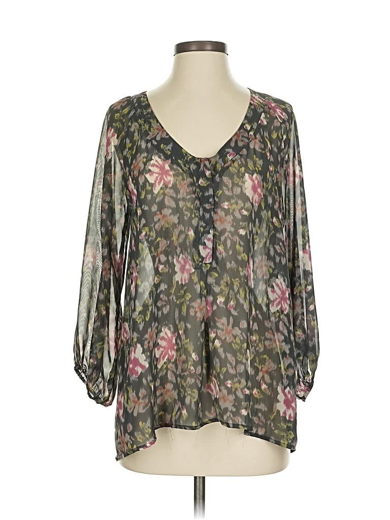 Pre-owned Patterson J. Kincaid 3/4 Sleeve Blouse In Black