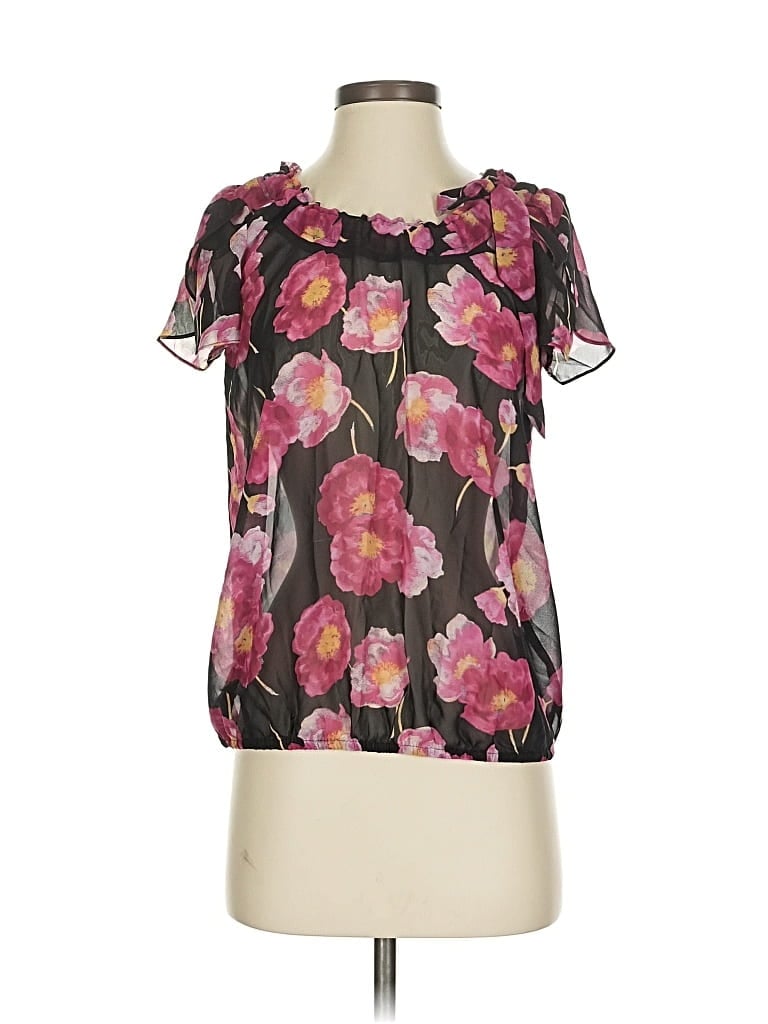 Pre-owned Ann Taylor Loft Outlet Short Sleeve Blouse In Black