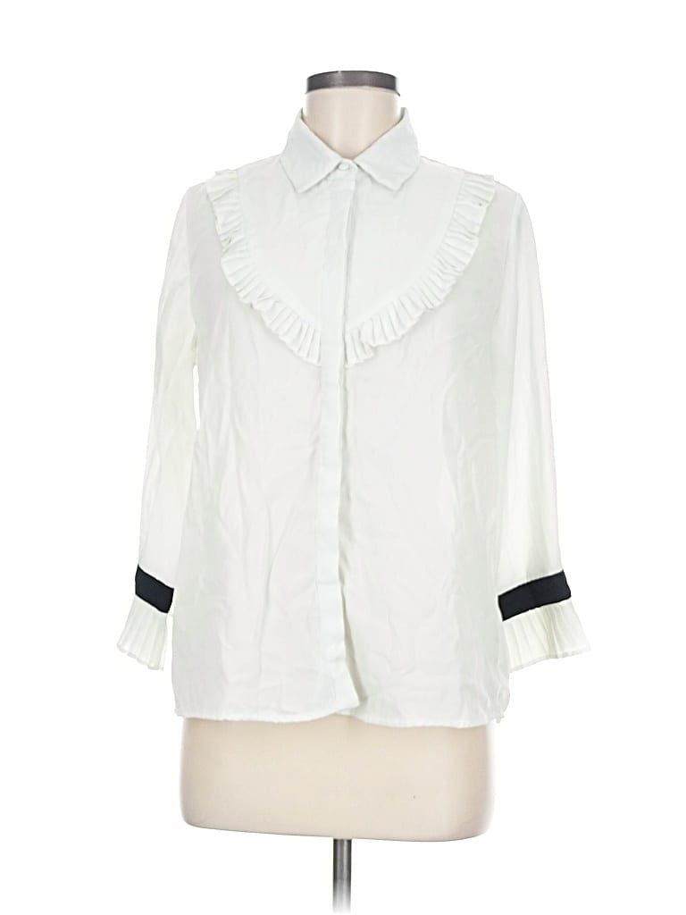 Pre-owned Mine 3/4 Sleeve Blouse In White