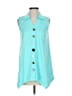 Soft Surroundings 100% Cotton Teal Sleeveless Button-Down Shirt Size XS - photo 1