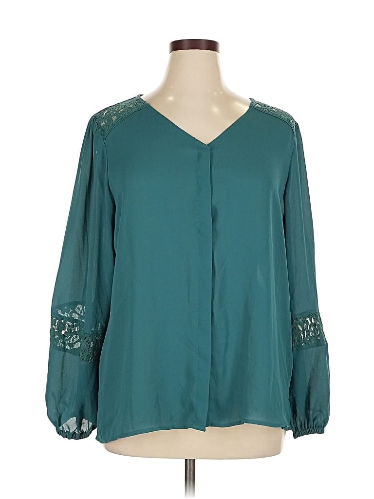 Pre-owned Apt. 9 Long Sleeve Blouse In Blue