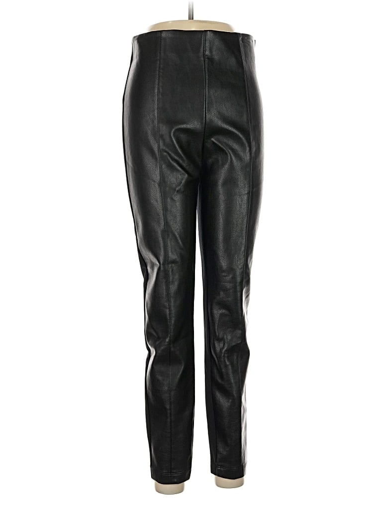 Pre-owned Ann Taylor Faux Leather Pants In Black