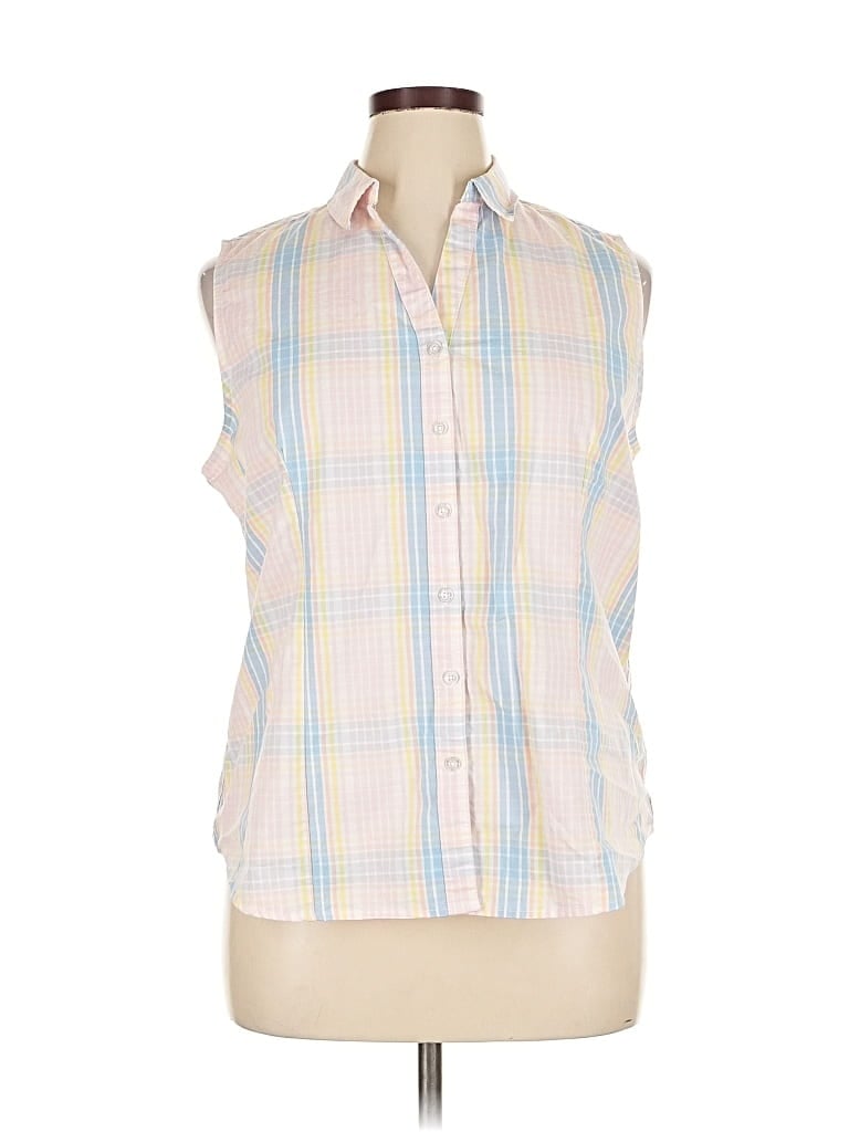 Pre-owned Chaps Sleeveless Button Down Shirt In White
