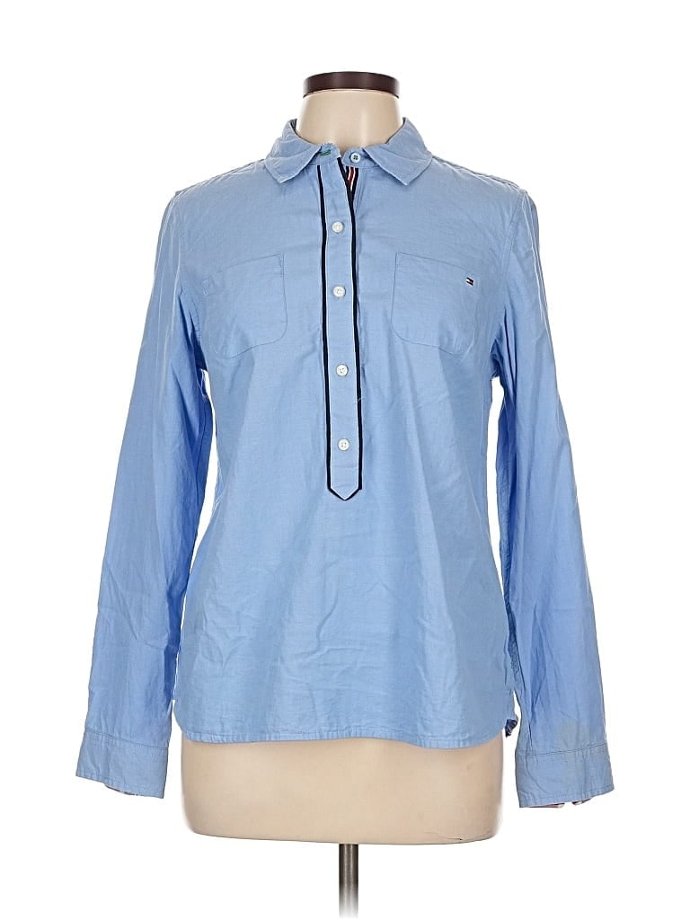 Pre-owned Tommy Hilfiger Long Sleeve Blouse In Blue