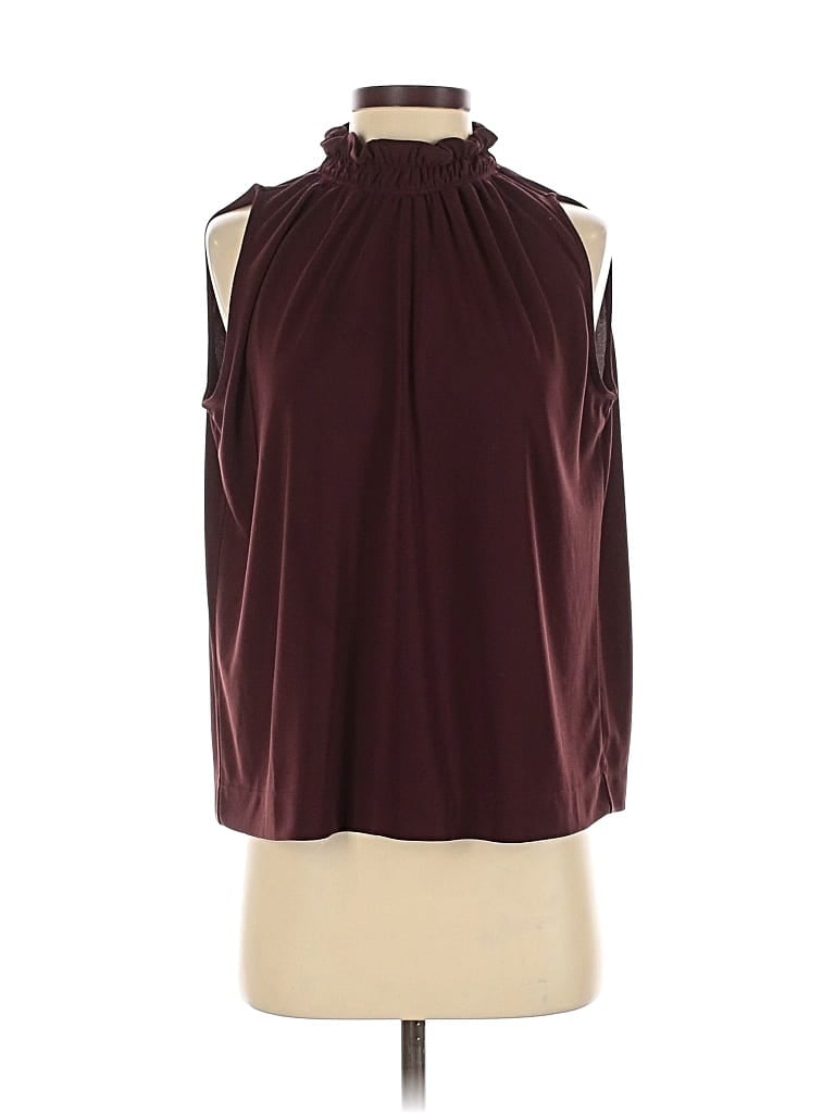 Pre-owned Ann Taylor Sleeveless Blouse In Burgundy