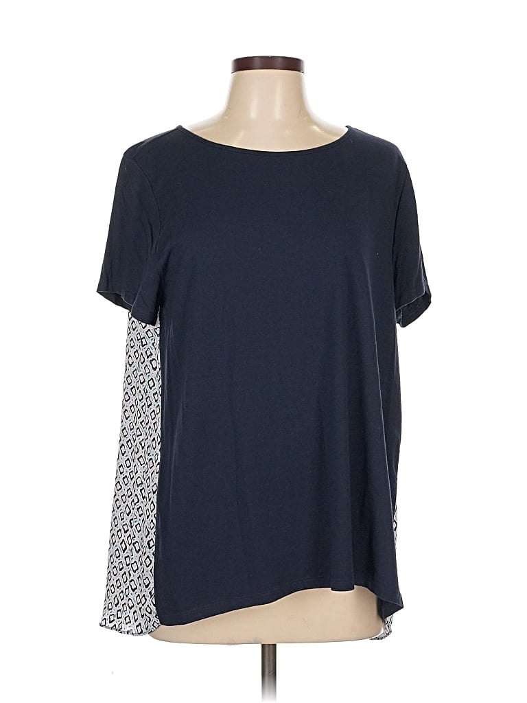 Pre-owned Ann Taylor Loft Outlet Short Sleeve Top Blue Crew Neck Tops