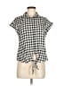 Very J 100% Rayon Checkered-gingham Black Short Sleeve Blouse Size M - photo 1