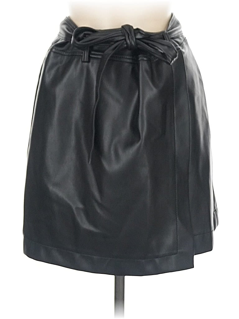 Pre-owned Ann Taylor Loft Faux Leather Skirt In Black