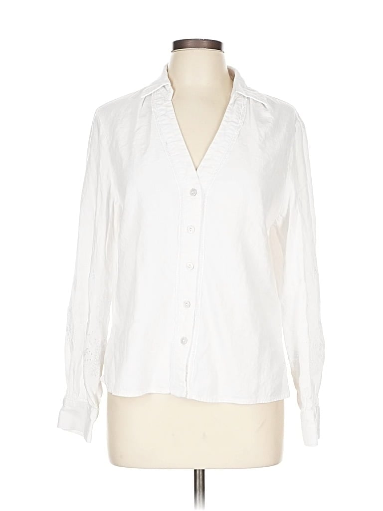 Pre-owned Tahari Long Sleeve Blouse In White