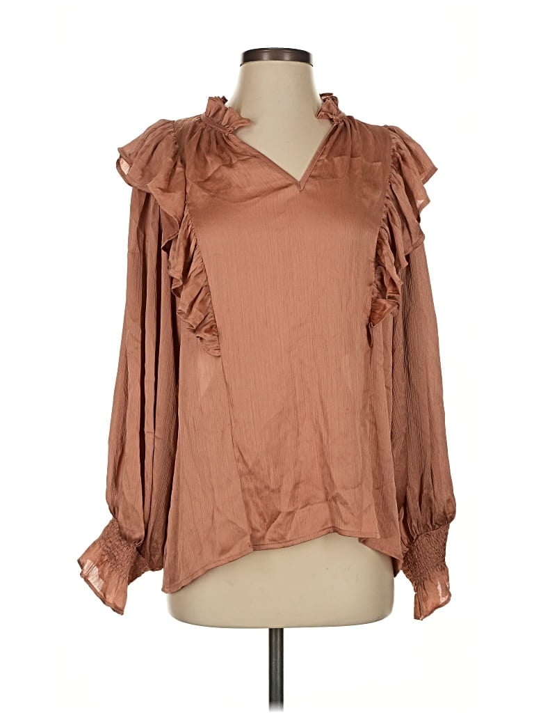 ENTRO Pre-owned Long Sleeve Blouse In Brown
