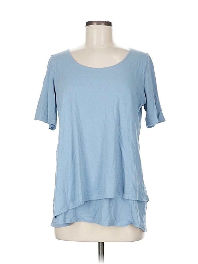 Pre-owned Purejill Short Sleeve Top Blue Scoop Neck Tops