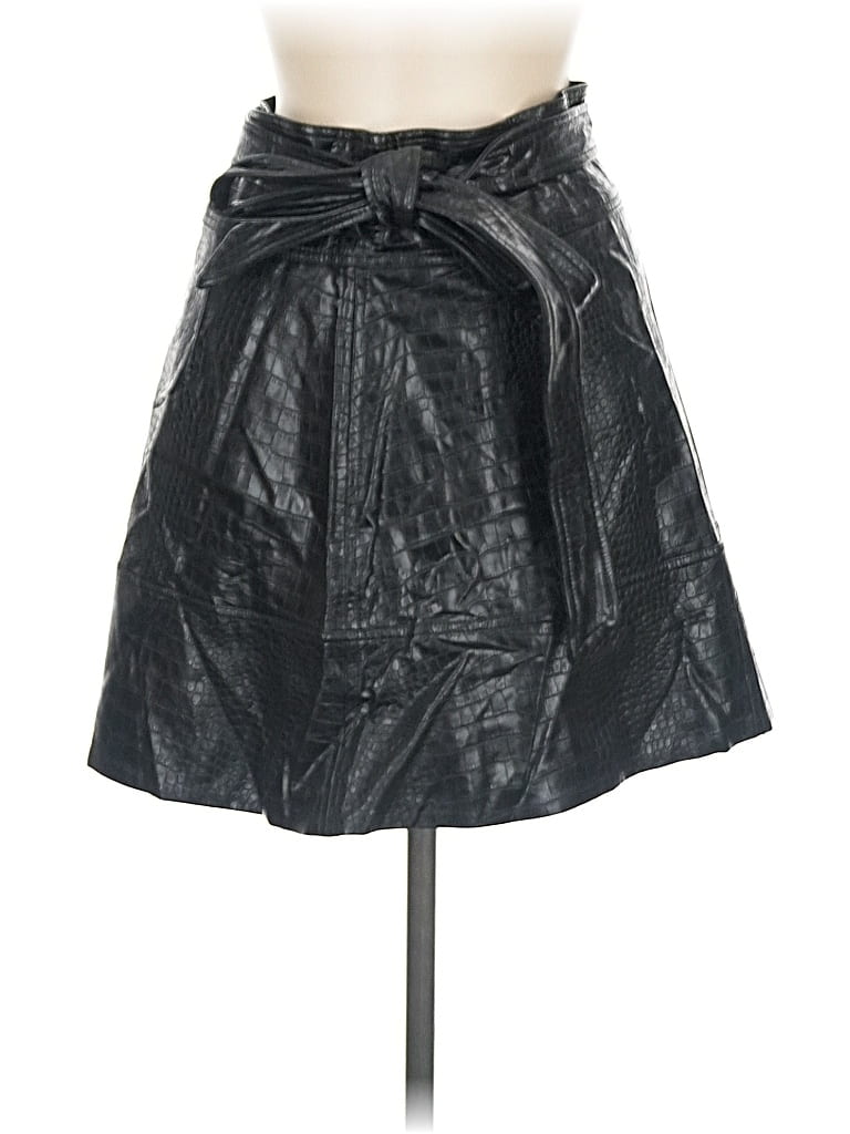 Pre-owned Tanya Taylor Faux Leather Skirt In Black