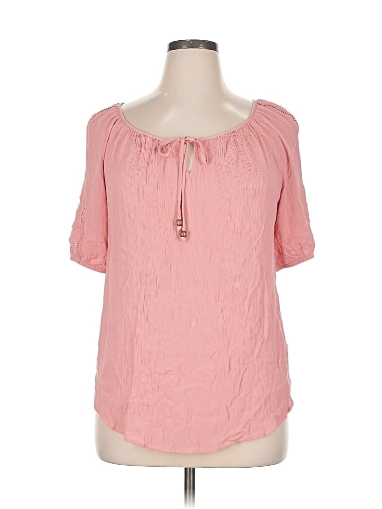 Pre-owned I.n. Studio Short Sleeve Blouse In Pink