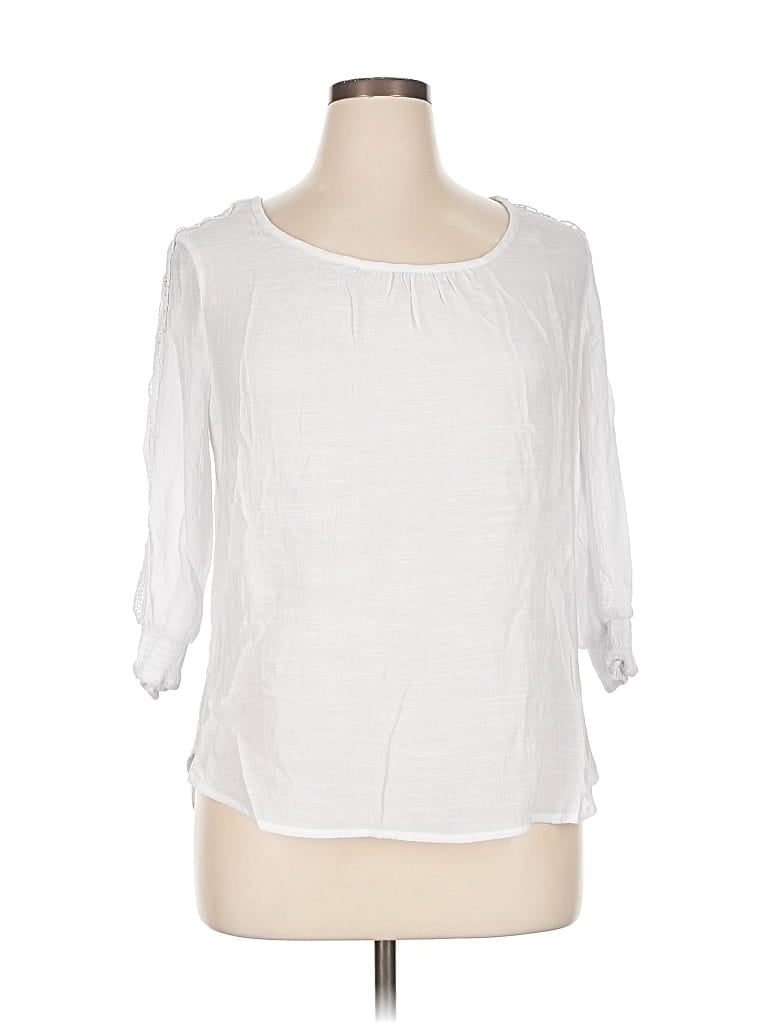 Pre-owned Unique Spectrum 3/4 Sleeve Blouse In White