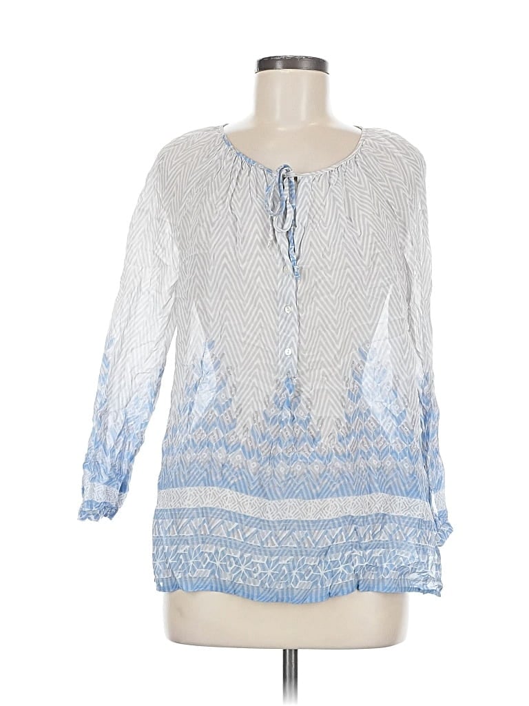 Pre-owned Lucky Brand 3/4 Sleeve Blouse In Blue