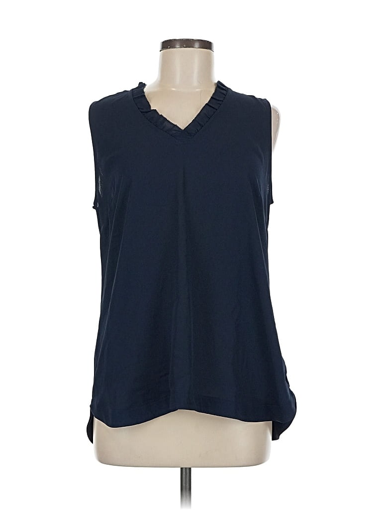 Pre-owned Ann Taylor Factory Sleeveless Blouse In Blue
