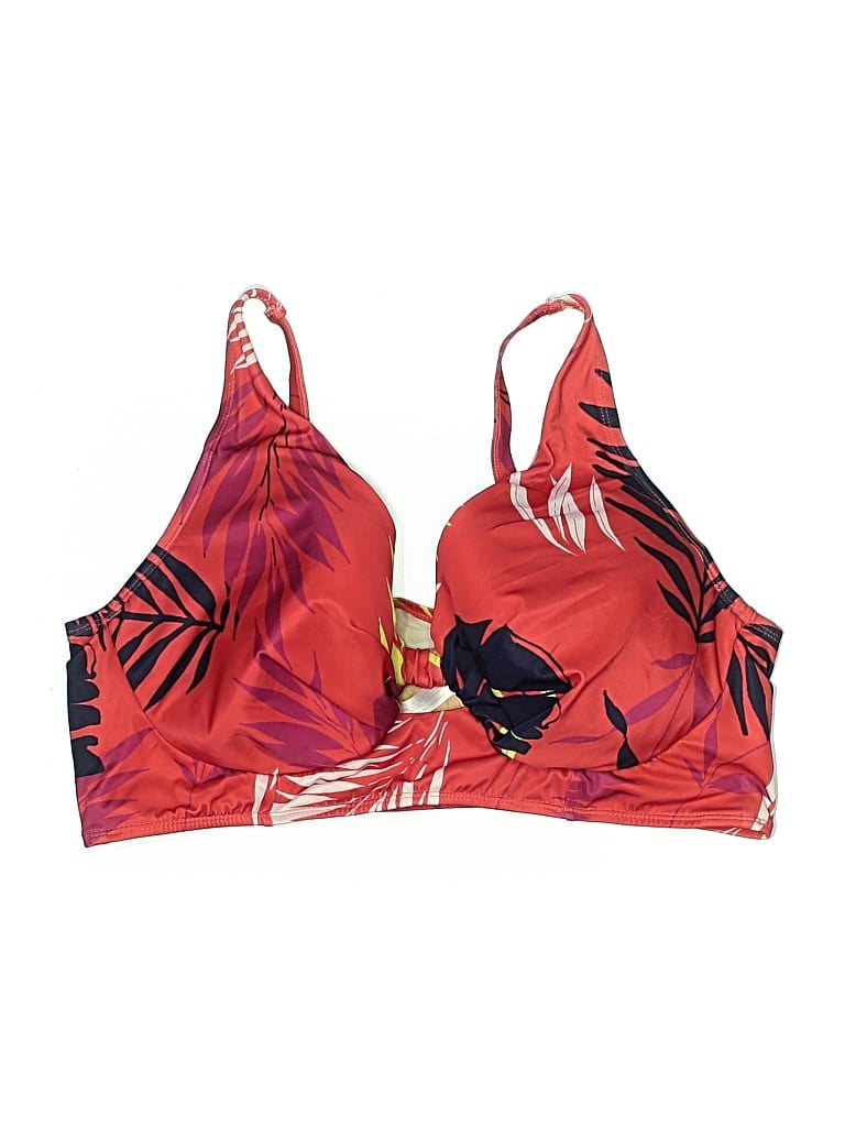 Pre-owned Swim By Cacique Swimsuit Top Red Print Pattern Swimwear
