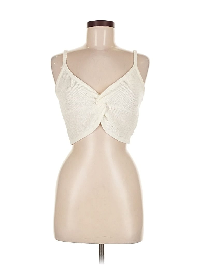 Pre-owned Luxe Tank Top White Halter Neckline Tops