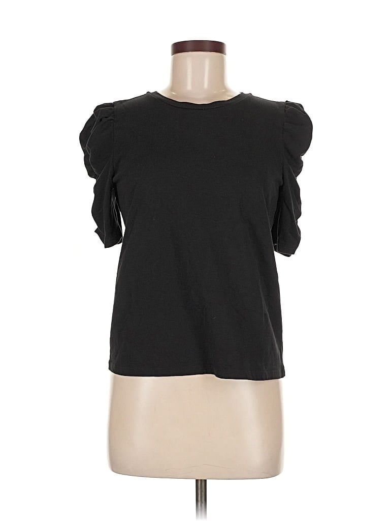 Pre-owned Ann Taylor Loft Short Sleeve Top Black Sweetheart Neckline Tops