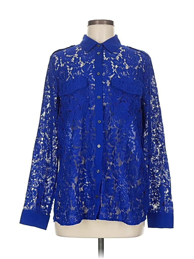 Pre-owned Banana Republic Long Sleeve Blouse In Blue