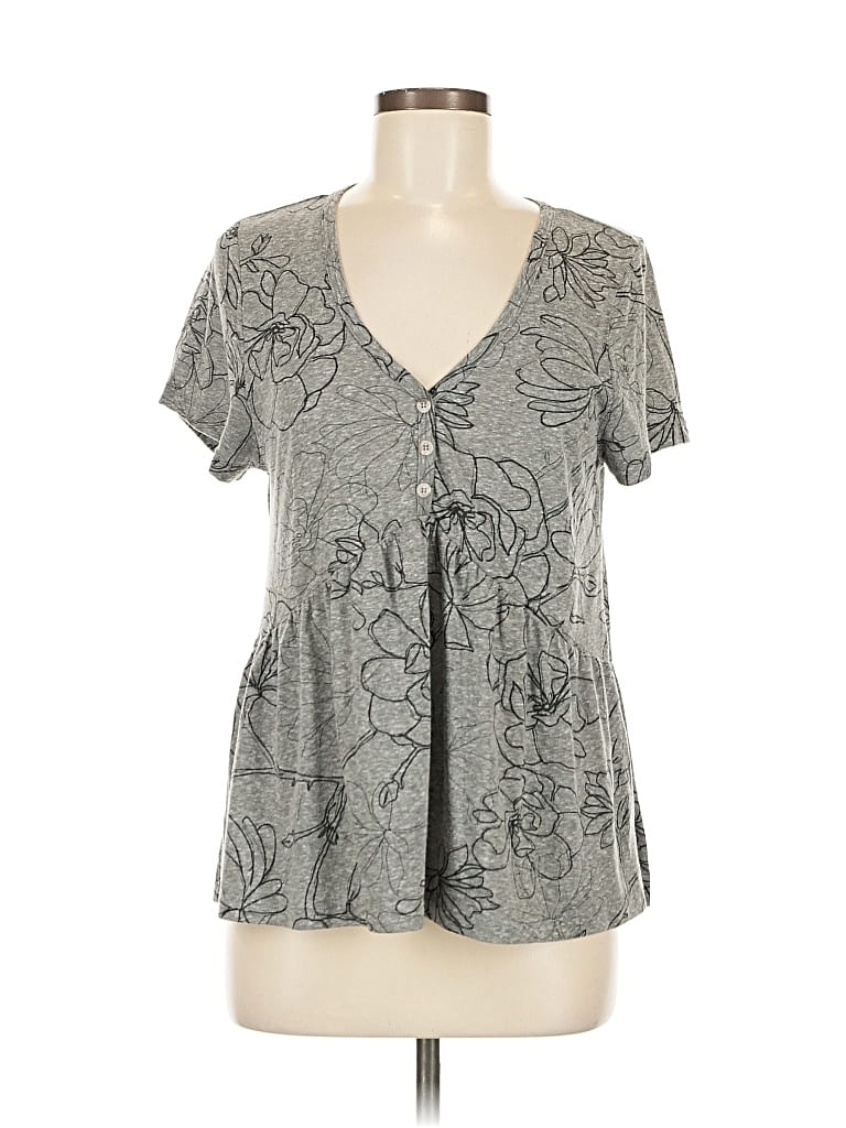 T.LA Pre-owned Short Sleeve Henley Shirt In Gray