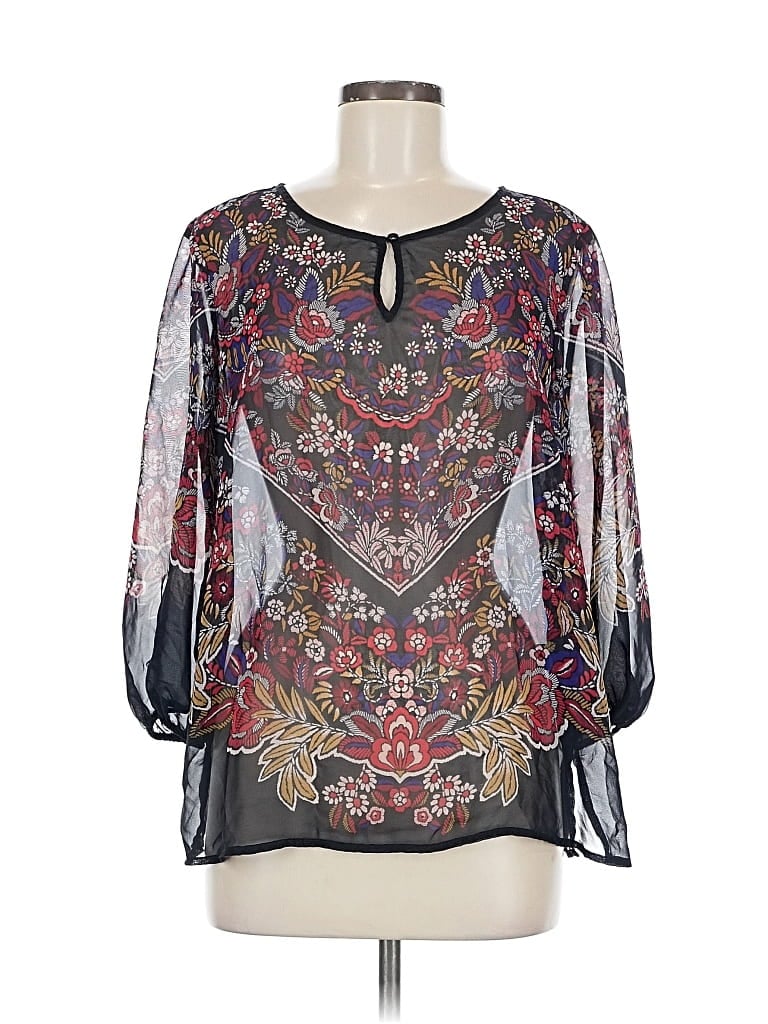 Pre-owned Liz Claiborne 3/4 Sleeve Blouse In Black