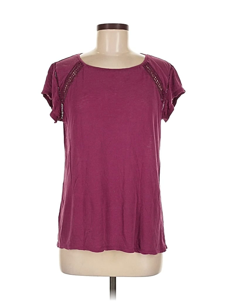 Pre-owned Ann Taylor Loft Short Sleeve Top Burgundy Scoop Neck Tops