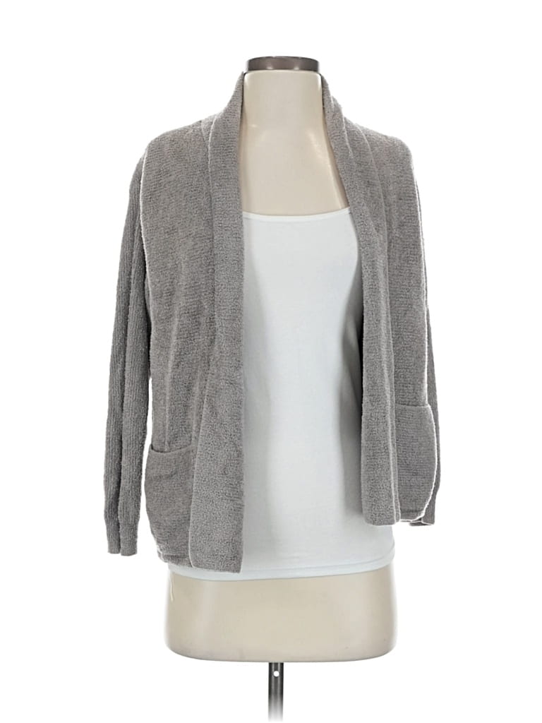Pre-owned Barefoot Dreams Cozychic Lite Cardigan Sweater In Gray