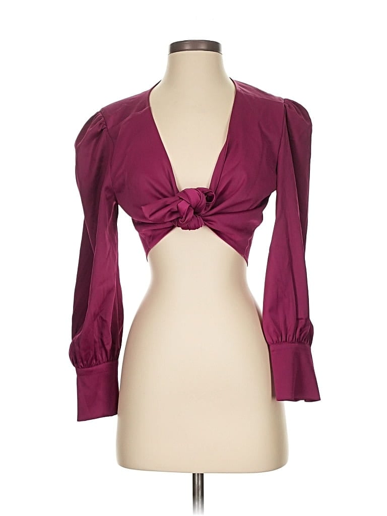 Pre-owned Wayf 3/4 Sleeve Blouse In Burgundy