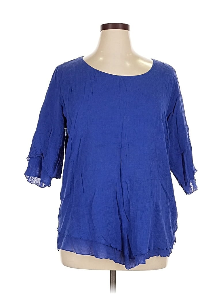 Pre-owned Soft Surroundings 3/4 Sleeve Blouse In Blue