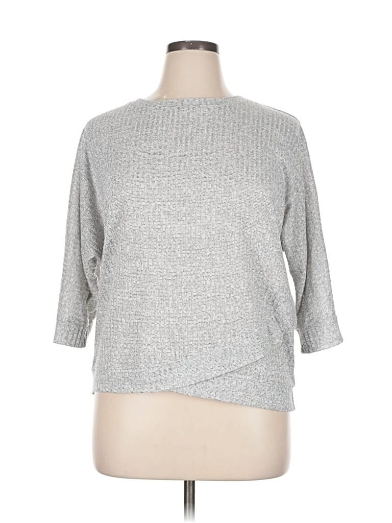 Pre-owned Simply Vera Vera Wang 3/4 Sleeve Top Silver Boatneck Tops