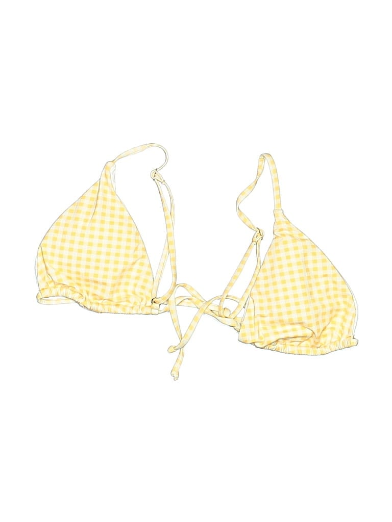 Pre-owned Dippin' Daisy's Swimwear Swimsuit Top Yellow Checkered/gingham Pattern Swimwear