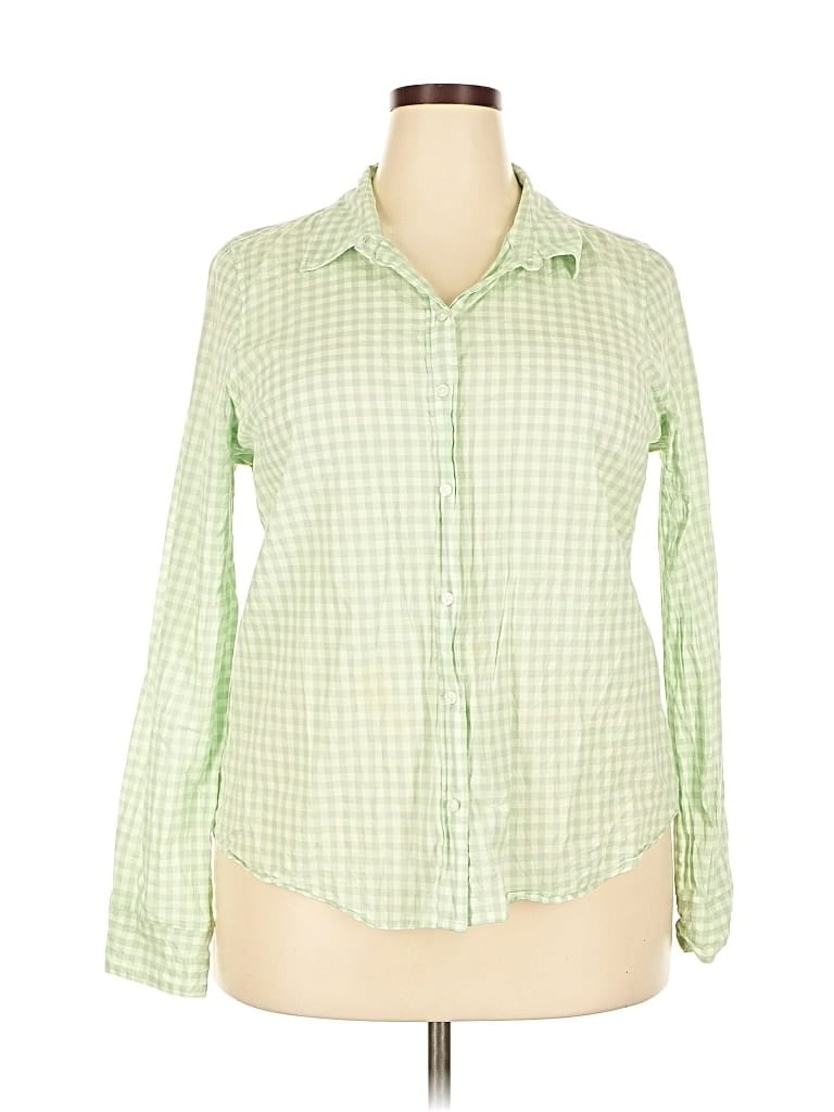 Pre-owned Crown & Ivy Long Sleeve Button Down Shirt In Green