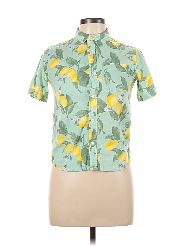 Pre-owned Old Navy Short Sleeve Blouse In Green