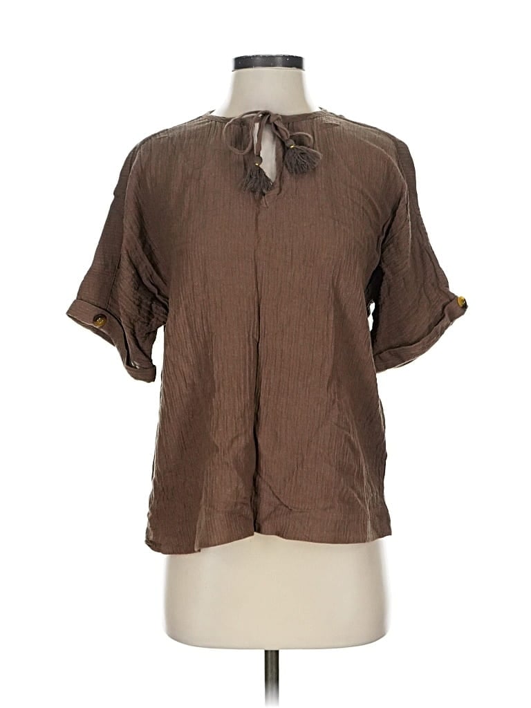 Pre-owned Soft Surroundings Short Sleeve Blouse In Brown