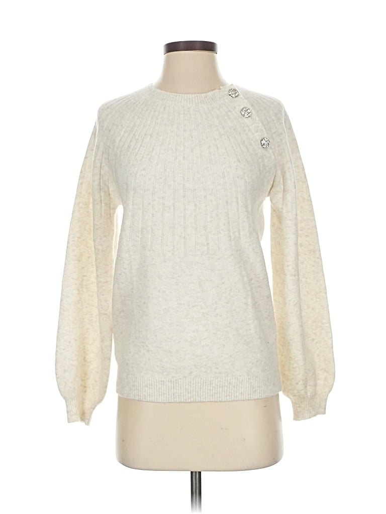 Pre-owned Ann Taylor Loft Pullover Sweater In White