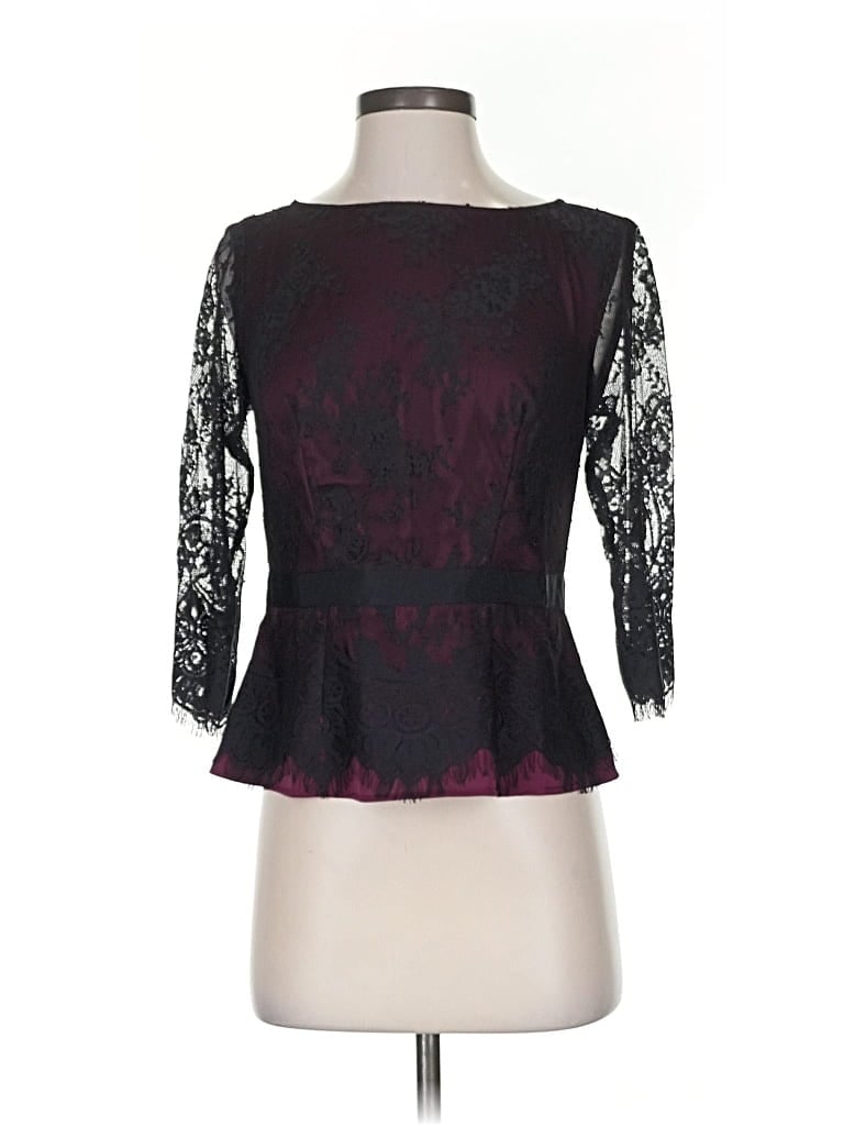 ANN TAYLOR Pre-owned 3/4 Sleeve Top Burgundy Sweetheart Neckline Tops