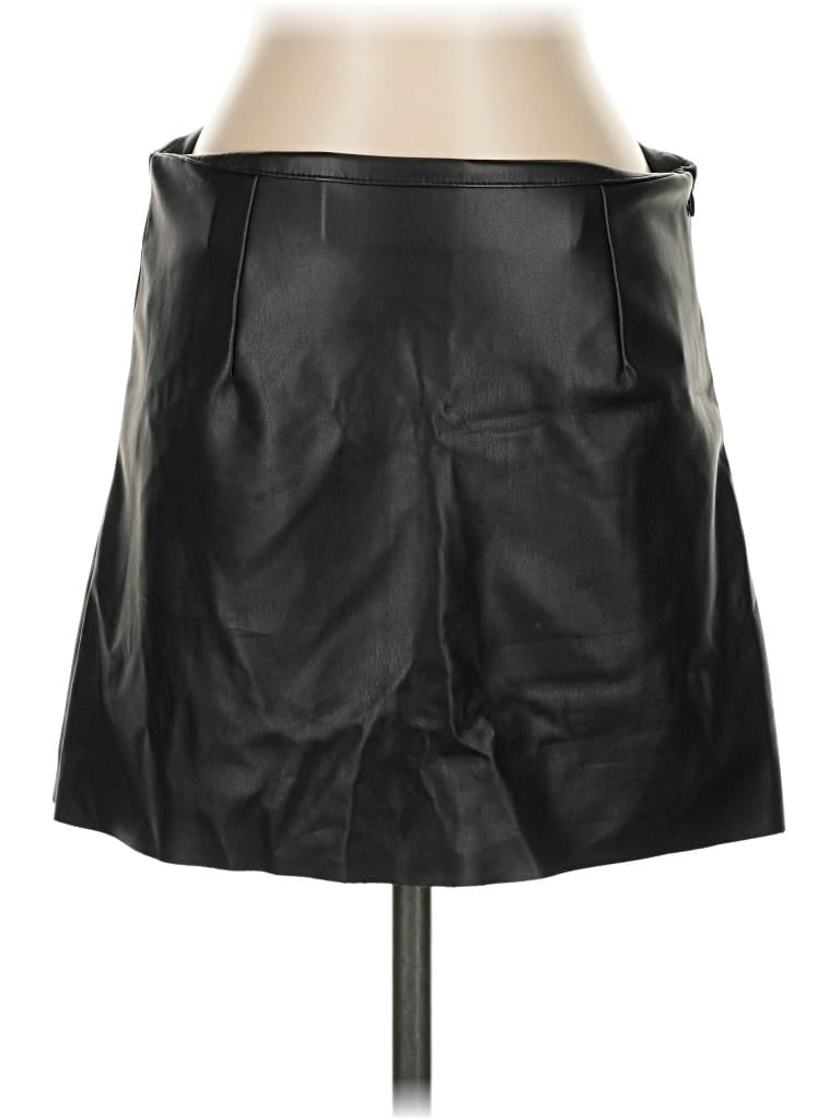 Pre-owned White Fox Faux Leather Skirt In Black
