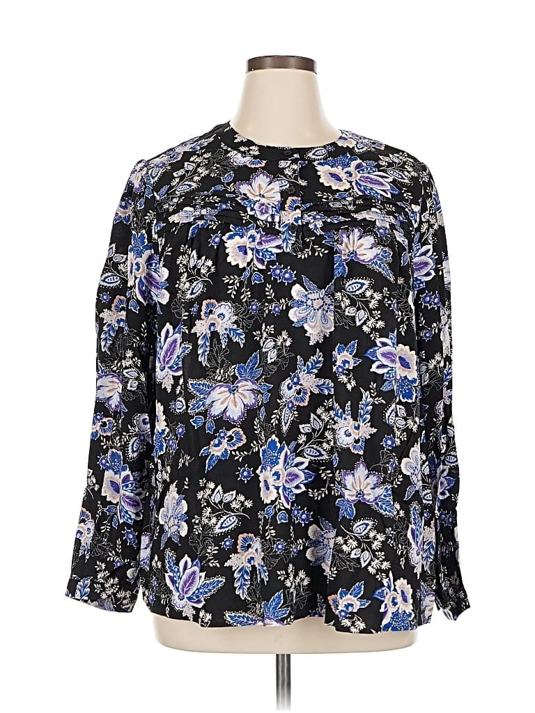 Pre-owned Lane Bryant Long Sleeve Blouse In Black