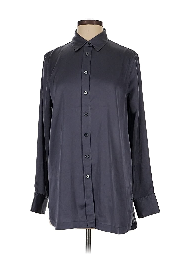 Pre-owned Banana Republic Long Sleeve Blouse In Gray