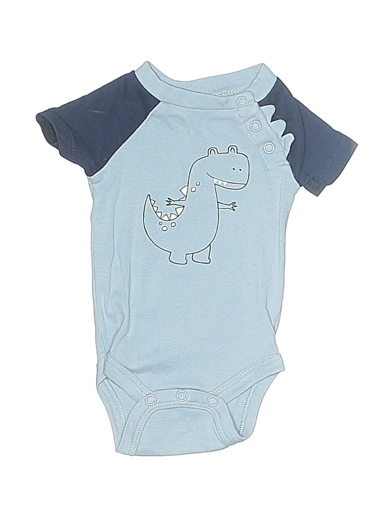 Pre-owned Okie Dokie Babies' Short Sleeve Onesie In Blue