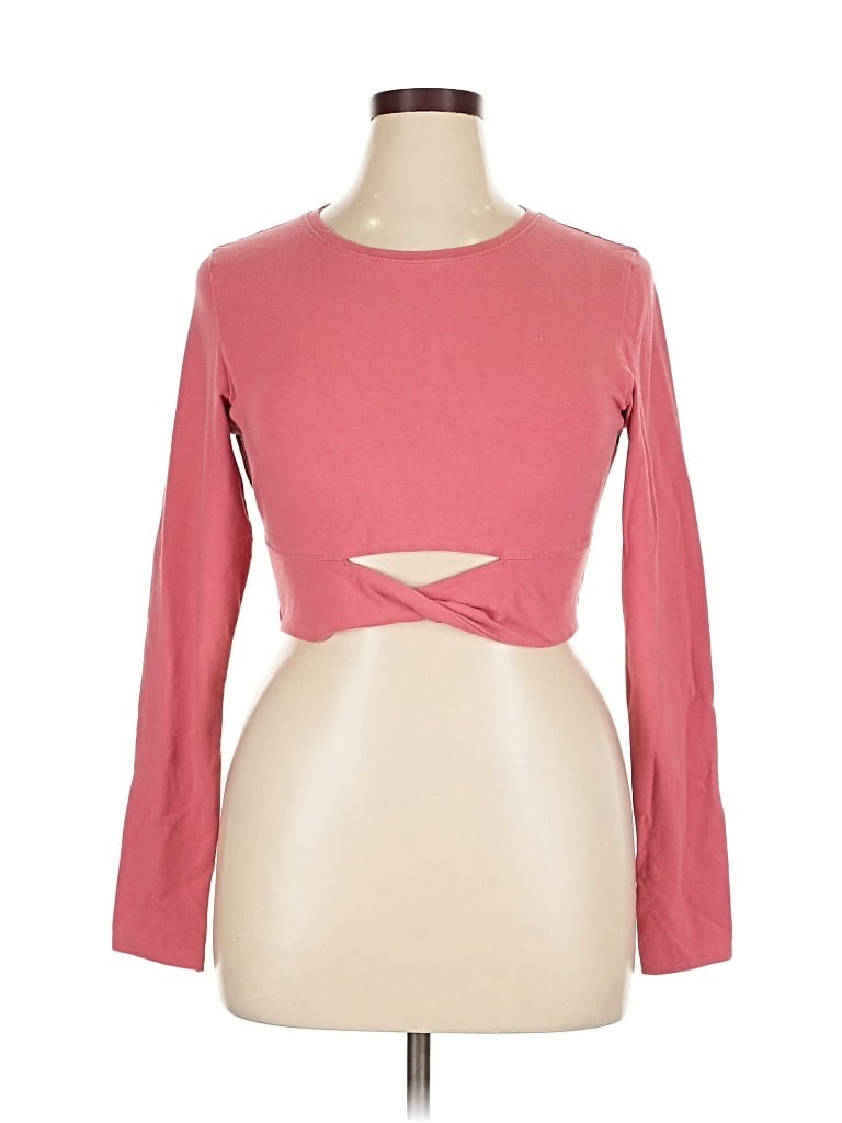 Pre-owned Victoria Sport Long Sleeve Top Pink Keyhole Neckline Tops
