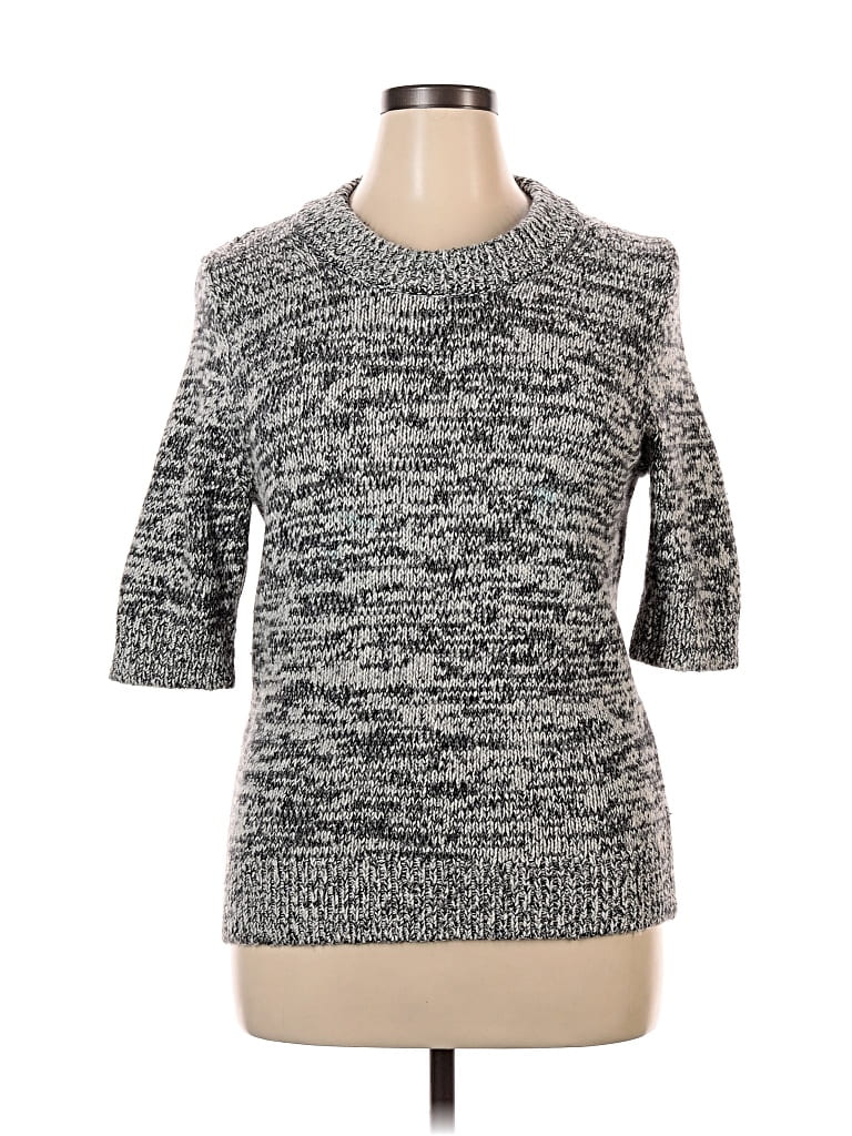 Pre-owned Ann Taylor Wool Pullover Sweater In Gray