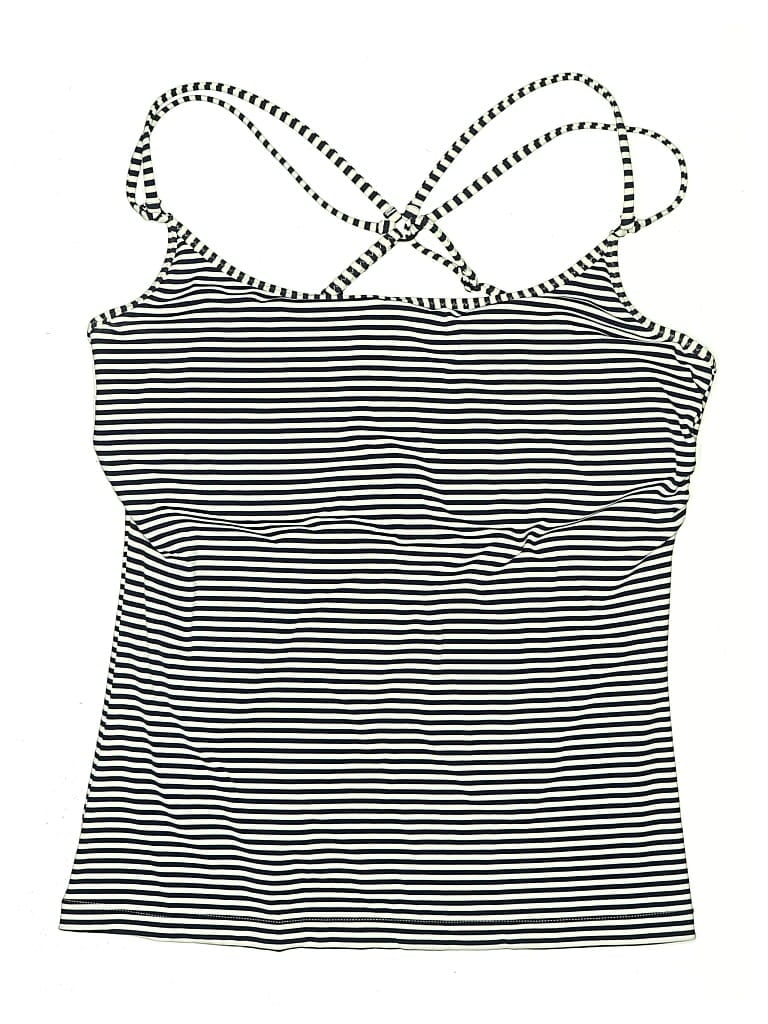 Pre-owned Athleta Swimsuit Top Black Stripes Pattern Swimwear