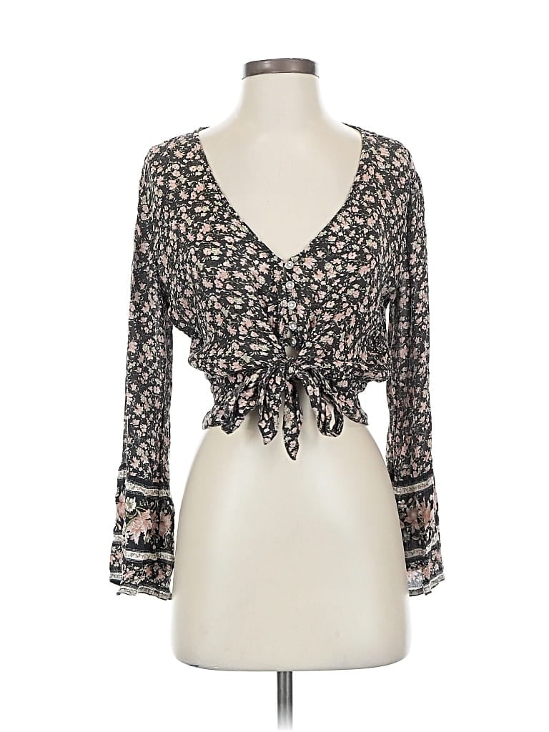 Pre-owned American Eagle Outfitters 3/4 Sleeve Blouse In Black